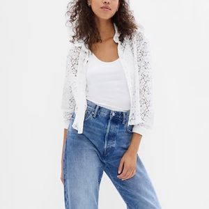 NEW Gap Cropped White Lace Shirt XS